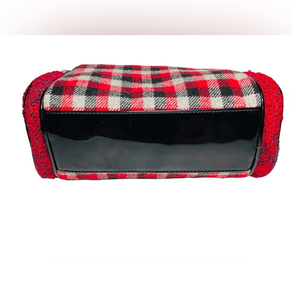 Juicy Couture Baguette Gingham Red Black Buffalo Check Plaid Wool Shoulder Bag - Picture 10 of 10